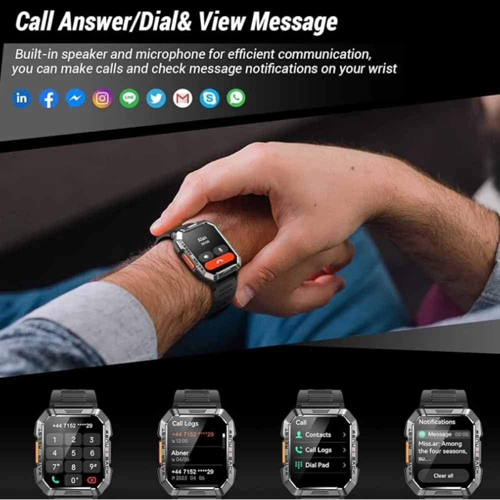Military 2.01'' Smart Watch for Android and iPhone